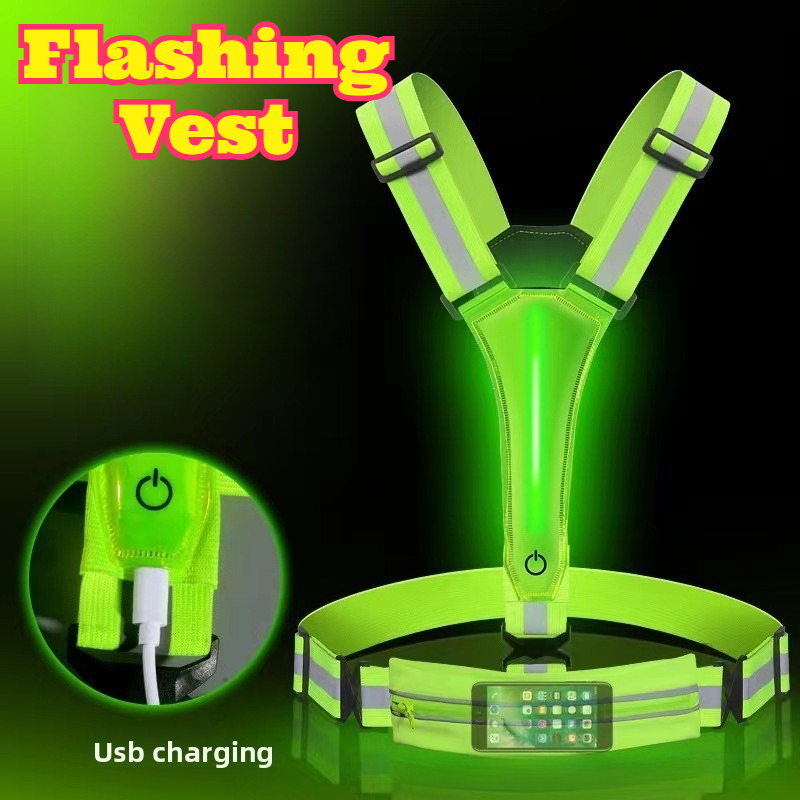 Reflective Vest Cycling - Chaleco reflectante LED brillante de alta