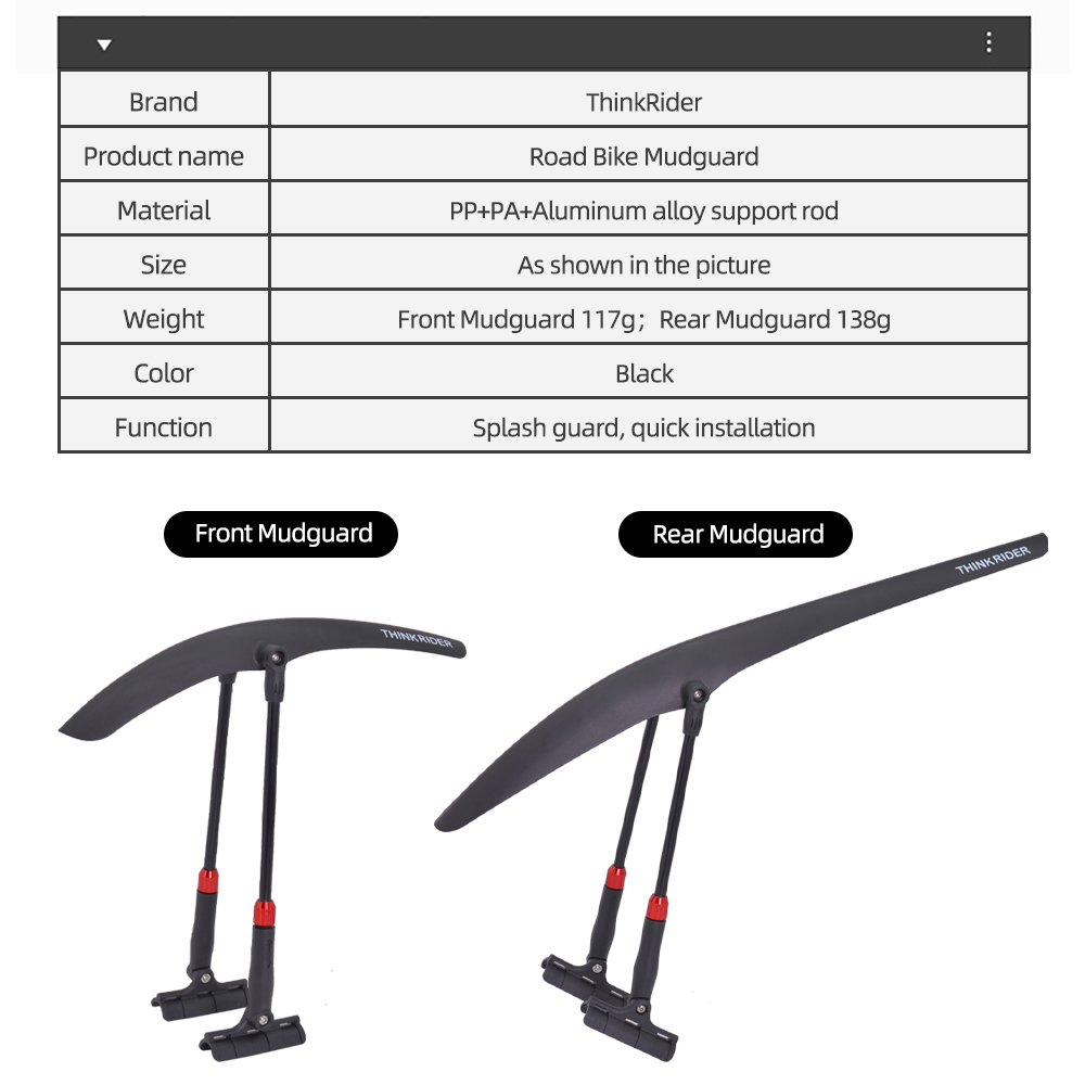 ThinkRider guardabarros de cic - Fender Mudguard Set reseña y precio